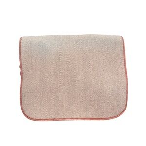 L.L. Bean messenger bag in tan lined in brown leather. Canvas strap. B7